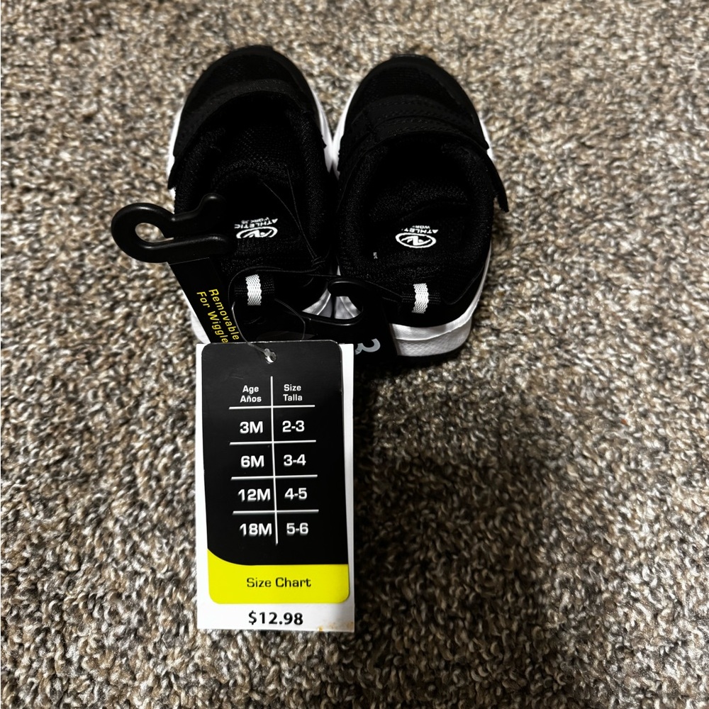 Athletic Works Black and White Kids' Slip-On Sneakers New with tags